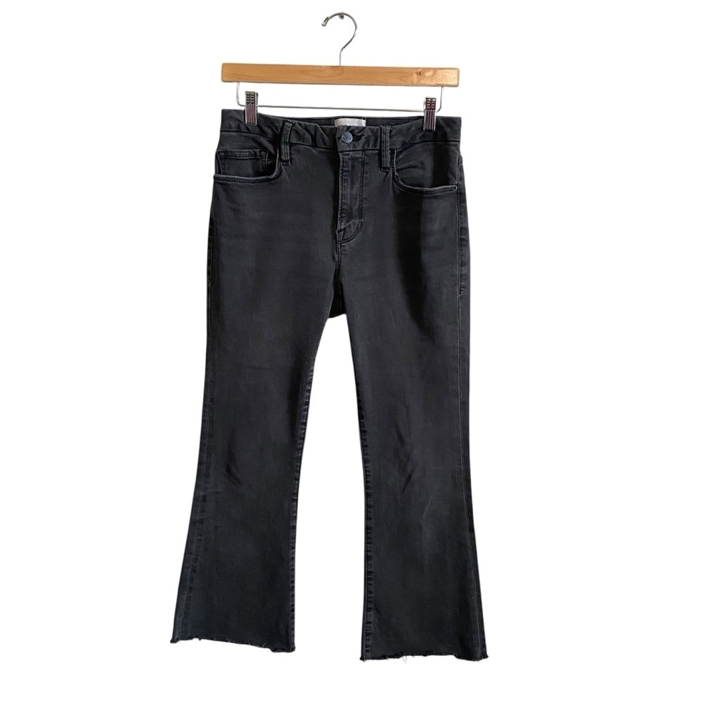 Frame Washed Black Le Crop Mini Boot Kerry Raw Hem Jeans Size 28 - Picture 3 of 8